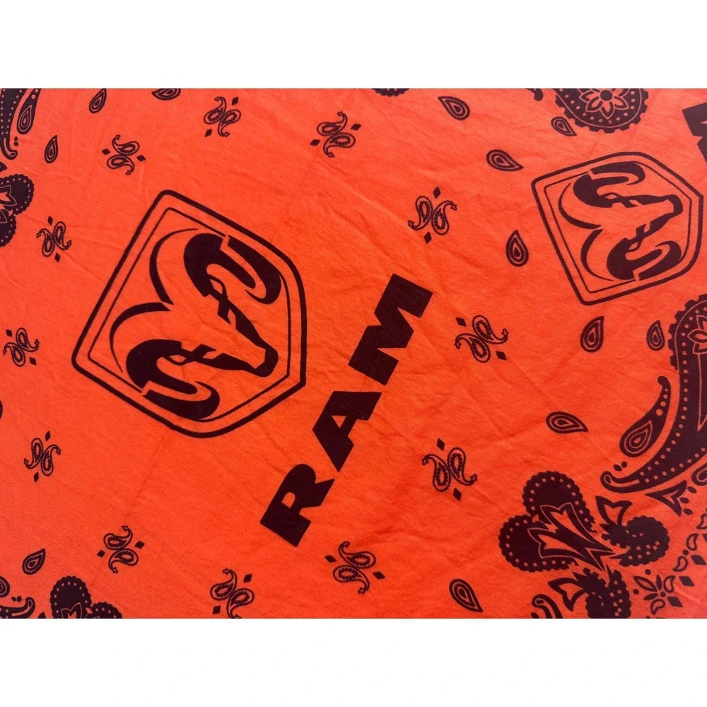 Vintage Mopar Dodge RAM Trucks 90s Bandana Orange Black Logo Square Scarf 21x21